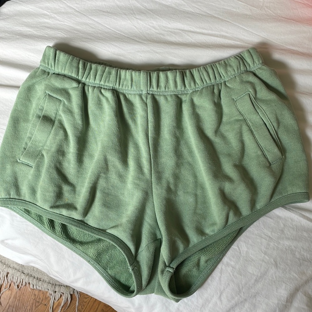 M Entireworld green terry shorts - pistachio green